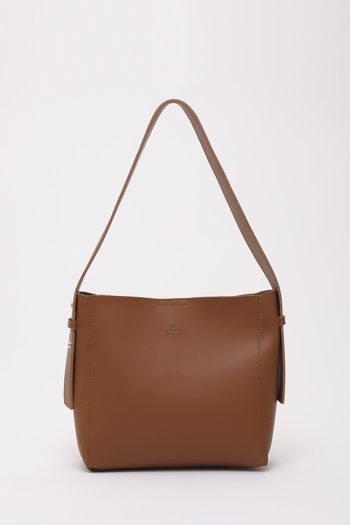 Taba Shk185 Suni Deri Çıtçıtlı Standart Kol Askılı El, Kol ve Omuz Çantası U:22 E:22 G:9 cm