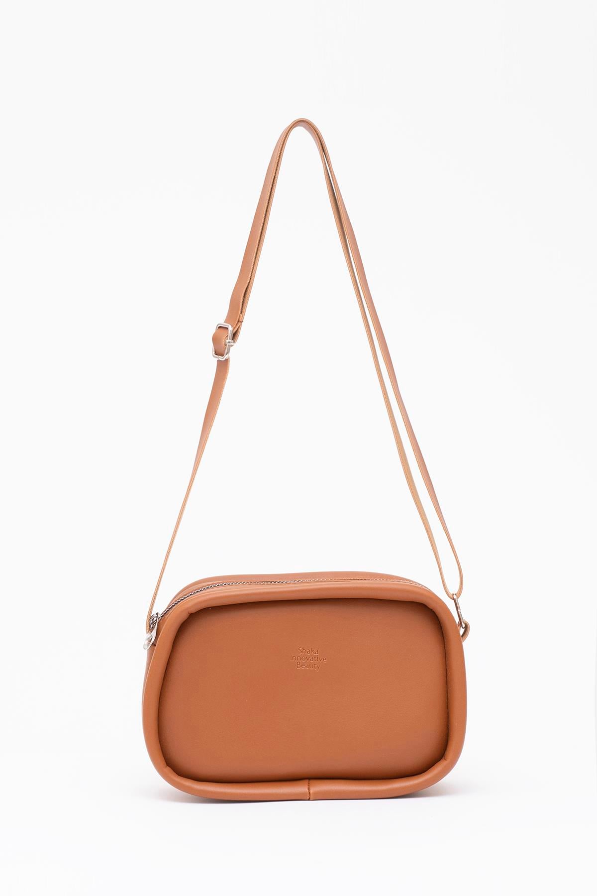 Taba Shk62 Tek Bölmeli Suni Deri Ayarlanabilir Askılı Fermuarlı Çapraz Omuz Çantası U:15 E:21 G:7 cm