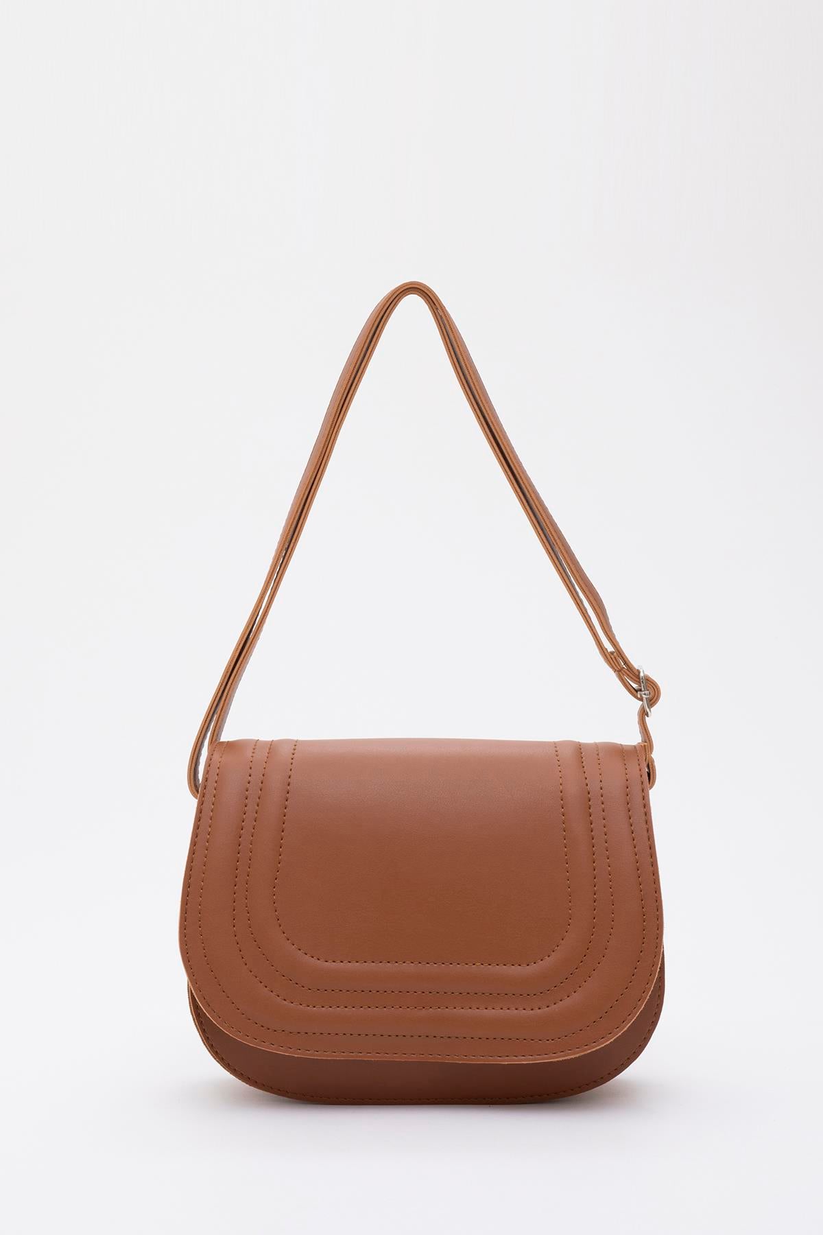 Taba Shk93 Suni Deri 2 Bölmeli Ayarlanabilir Askılı Kol ve Omuz Çantası U:15 E:23 G:6 cm