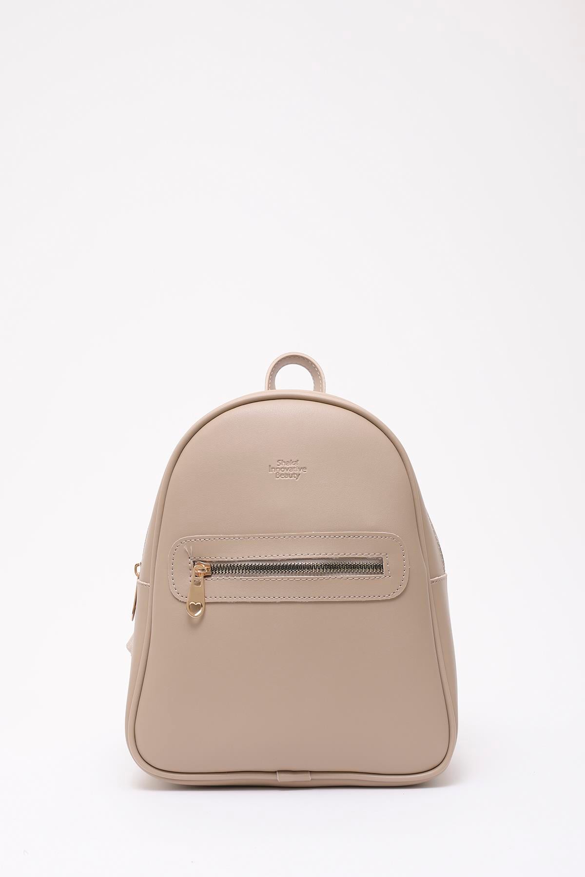 Vizon Shk200 Suni Deri 2 Bölmeli Fermuarlı Yazılı Kolon Askılı Sırt Çantası U:26 E:22 G:9 cm