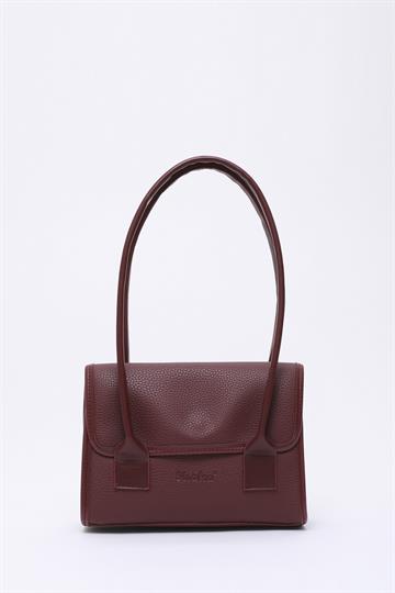 Bordo Shk178 Suni Deri, Tek Bölmeli, Çıtçıtlı, El, Kol ve Omuz Çantası E:23 U:21 G:7 Cm