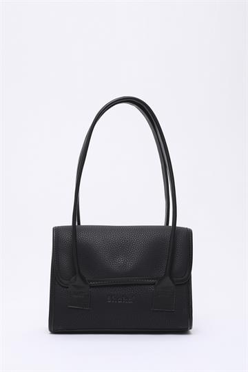 Siyah Shk178 Suni Deri, Tek Bölmeli, Çıtçıtlı, El, Kol ve Omuz Çantası E:23 U:21 G:7 Cm
