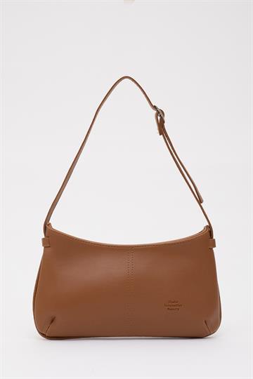 Taba Shk129 Suni Deri Astarlı Fermuarlı Ayarlanabilir Askılı El, Kol ve Omuz Çantası U:14 E:26 G:4 cm