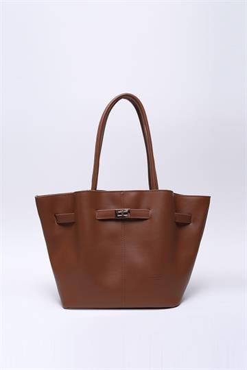 Taba Shk159 Suni Deri, Astarlı, Çıtçıtlı, Kilit Detaylı El, Kol ve Omuz Çantası U:25 E:40 G:10 cm