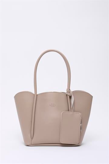 Vizon Shk122 Suni Deri, Çıtçıtlı, Makyaj Çantalı, Cüzdanlı El, Kol ve Omuz Çantası E:33 U:25 G:8 Cm