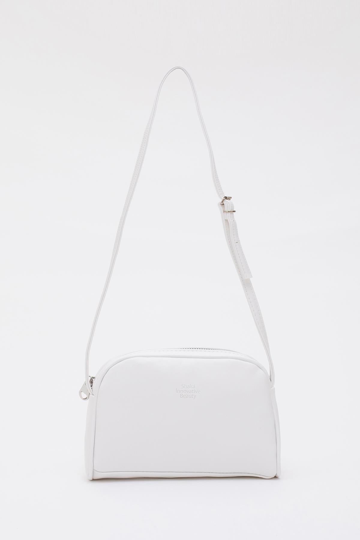 Beyaz Shk25 Mini Urban Çapraz Askılı Tek Bölmeli Suni Deri Kol ve Omuz Çantası U:19 E:13 G:4 cm