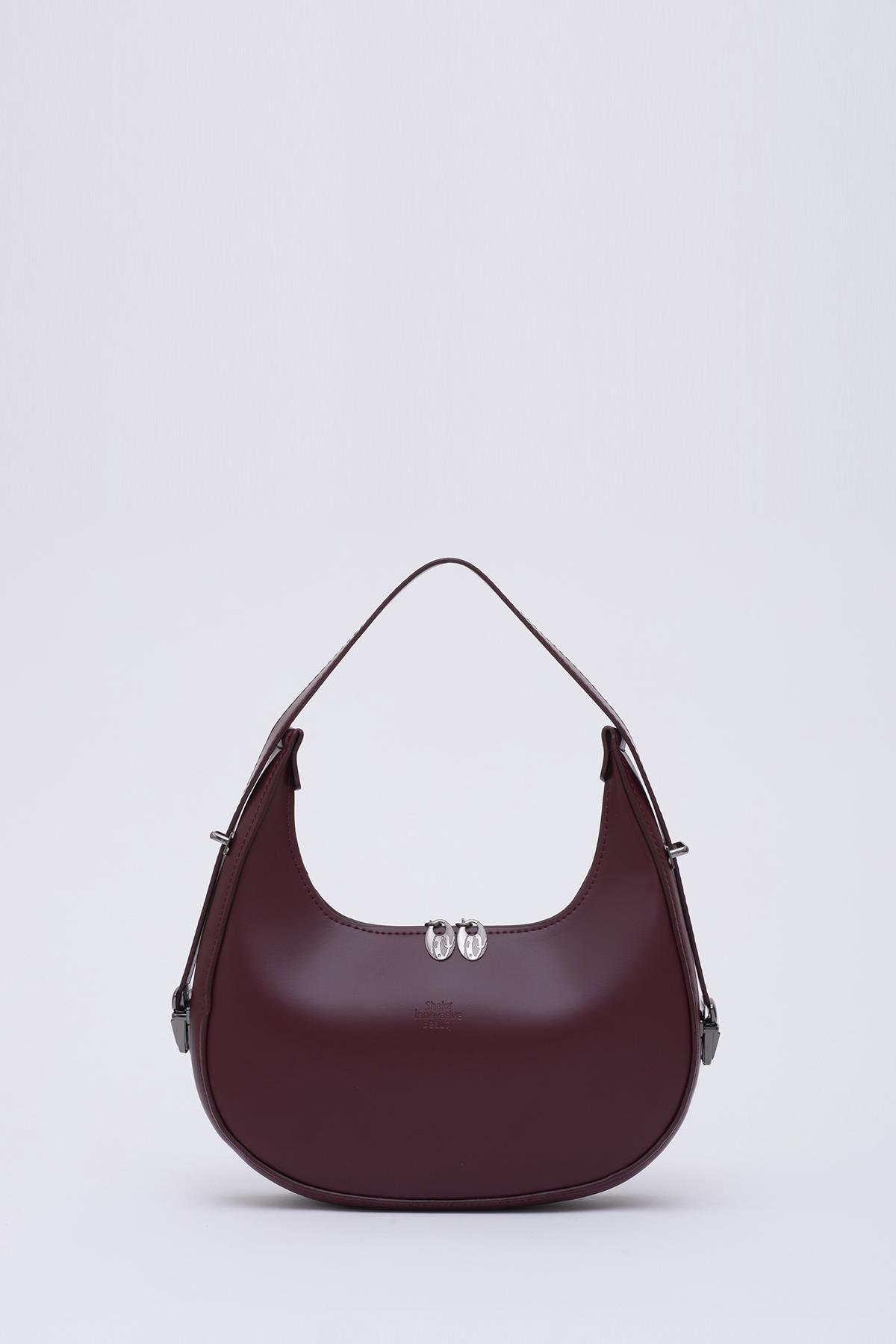 Bordo Shk110 Özel Ayarlanabilir Askılı Fermuarlı El, Kol ve Omuz Çantası U:17 E:27 G:7 cm