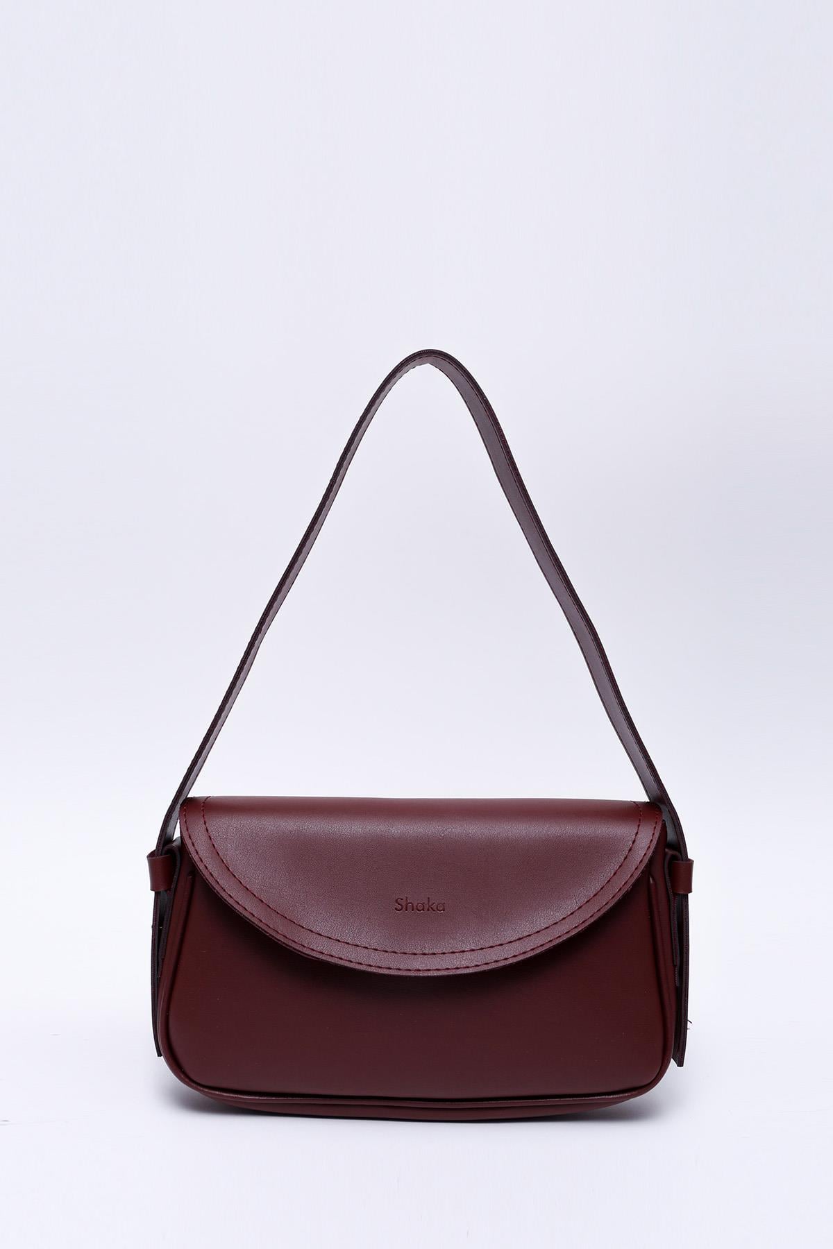Bordo Shk150 Suni Deri Astarlı Çıtçıtlı Ayarlanabilir Askılı El, Kol ve Omuz Çantası U:15  E:27  G:5 cm
