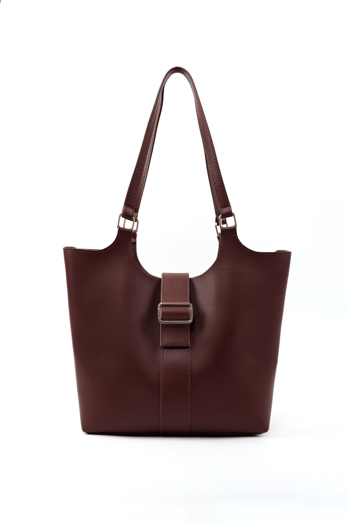 Bordo SHK269 Suni Deri Tek Bölmeli, Çıtçıtlı ,El, Kol ve Omuz Çantası