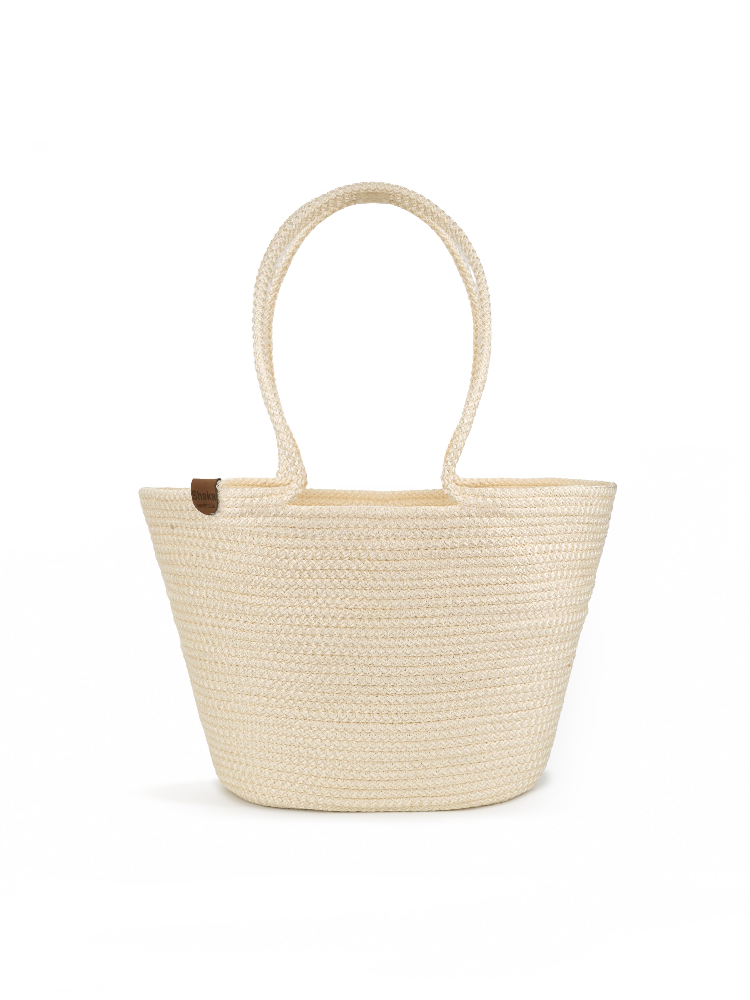 Krem Shk314 Handcrafted, Hasır,Plaj, El,Kol ve Omuz Çantası