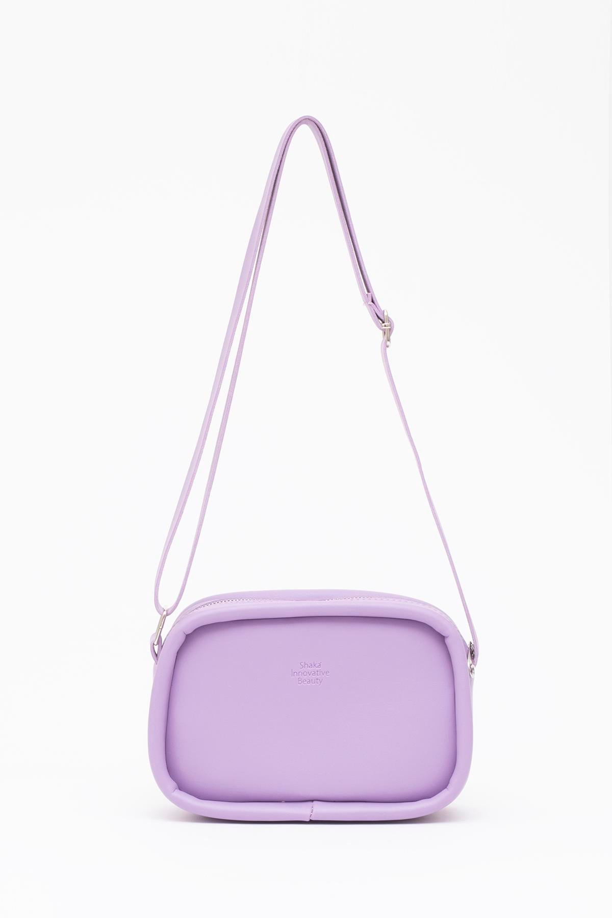 Lila Shk62 Tek Bölmeli Suni Deri Ayarlanabilir Askılı Fermuarlı Çapraz Omuz Çantası U:15 E:21 G:7 cm