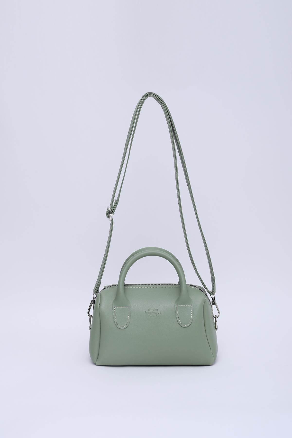 Mint Yeşil Shk184 Suni Deri Tek Bölmeli Fermuarlı Ayarlanabilir Askılı El, Kol ve Omuz Çantası E:20 U:12 G:10 cm