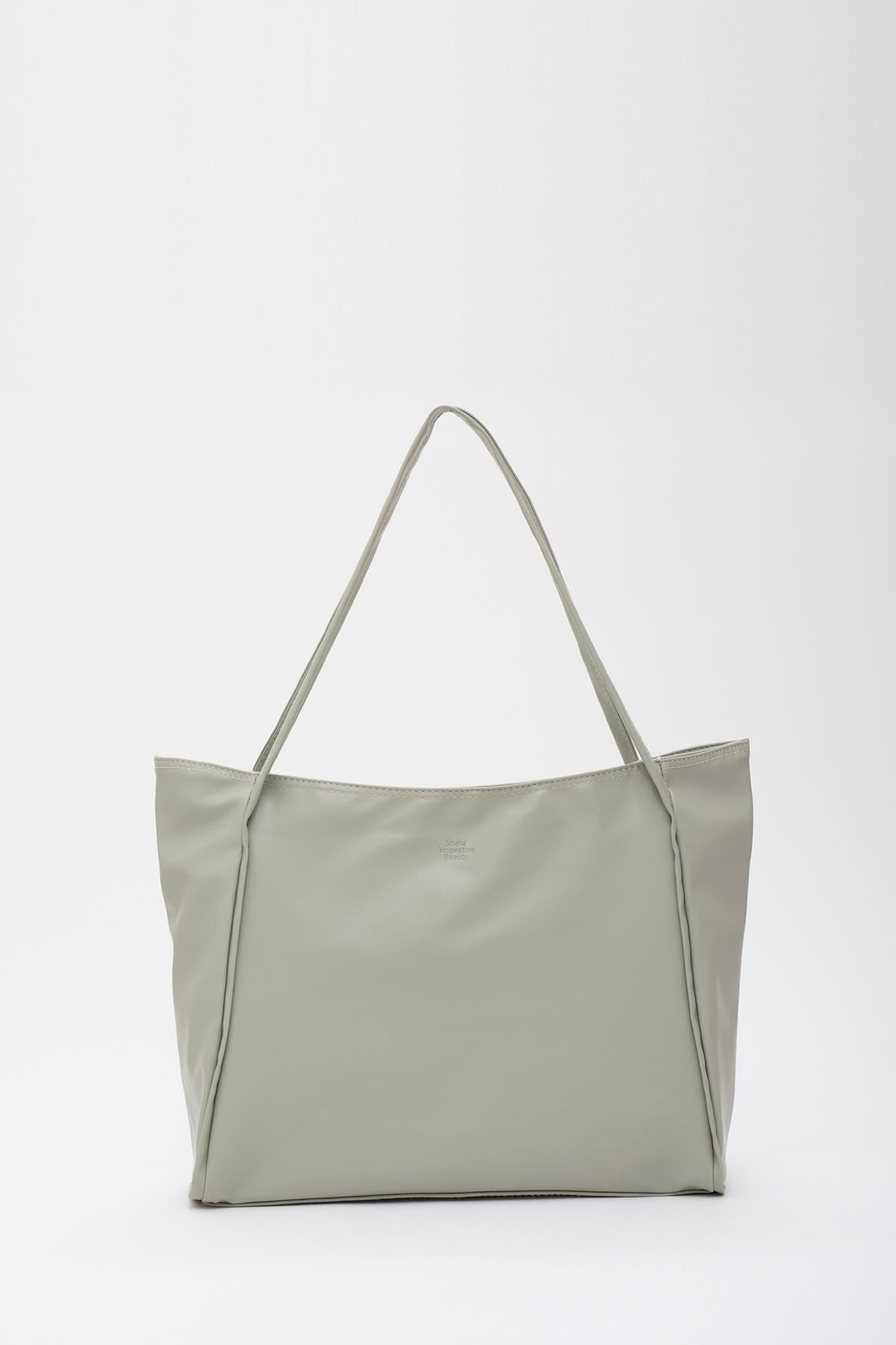 Mint Yeşil Shk90 Suni Deri İç Bölmeli Fermuarlı El, Kol Ve Omuz Shopper Çanta U:28 E:40 G:9