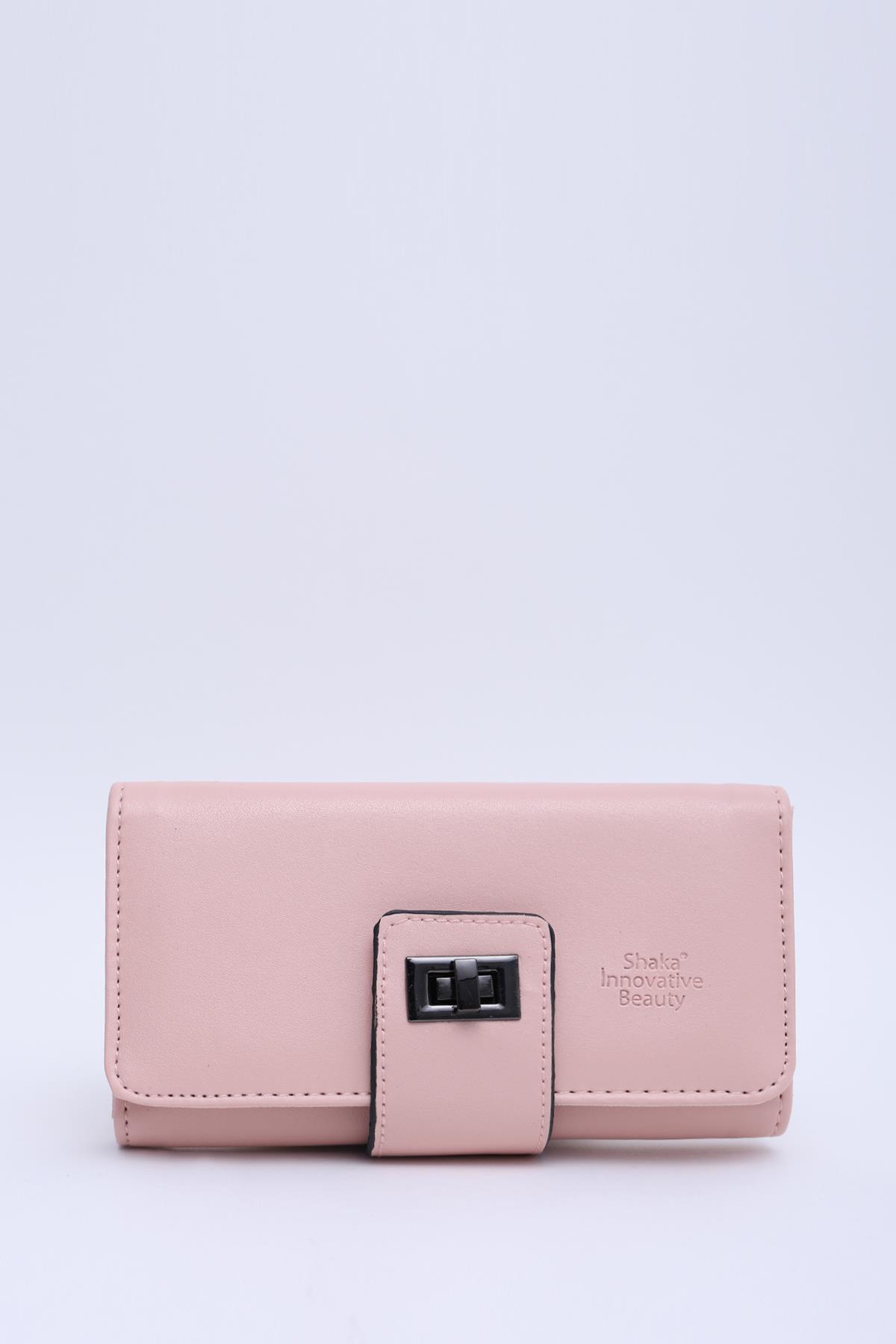 Pudra SHK203 Suni Deri 12 Bölmeli , Kartlık, Bozuk Ve Kağıt Para Bölmeli Kilit Detaylı Cüzdan U:10 E:16 G:3 Cm