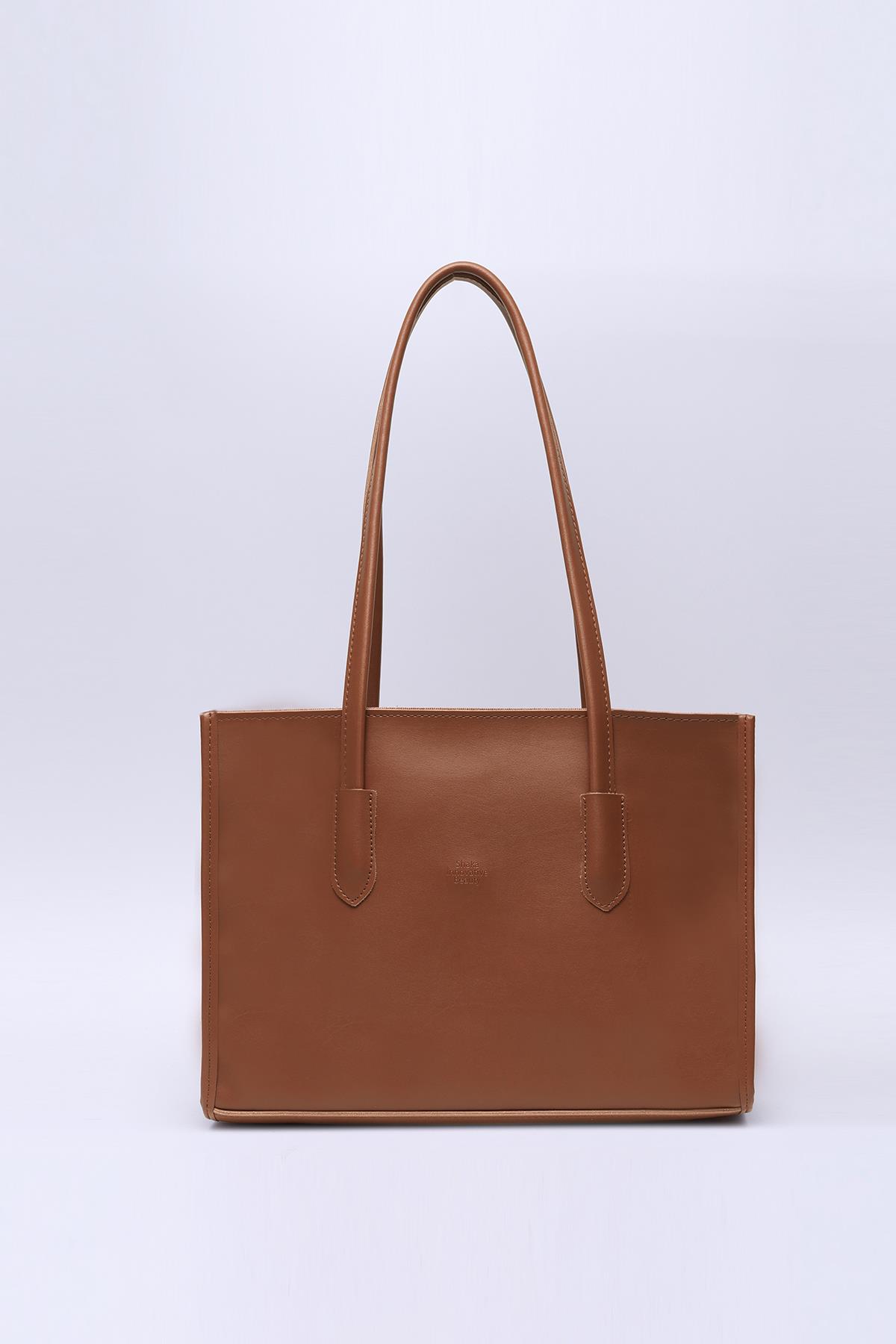 Taba Shk173 Suni Deri, Tek Bölmeli, Fermuarlı, Makyaj Çantalı El, Kol ve Omuz Çantası U:24 E:34 G:13 Cm