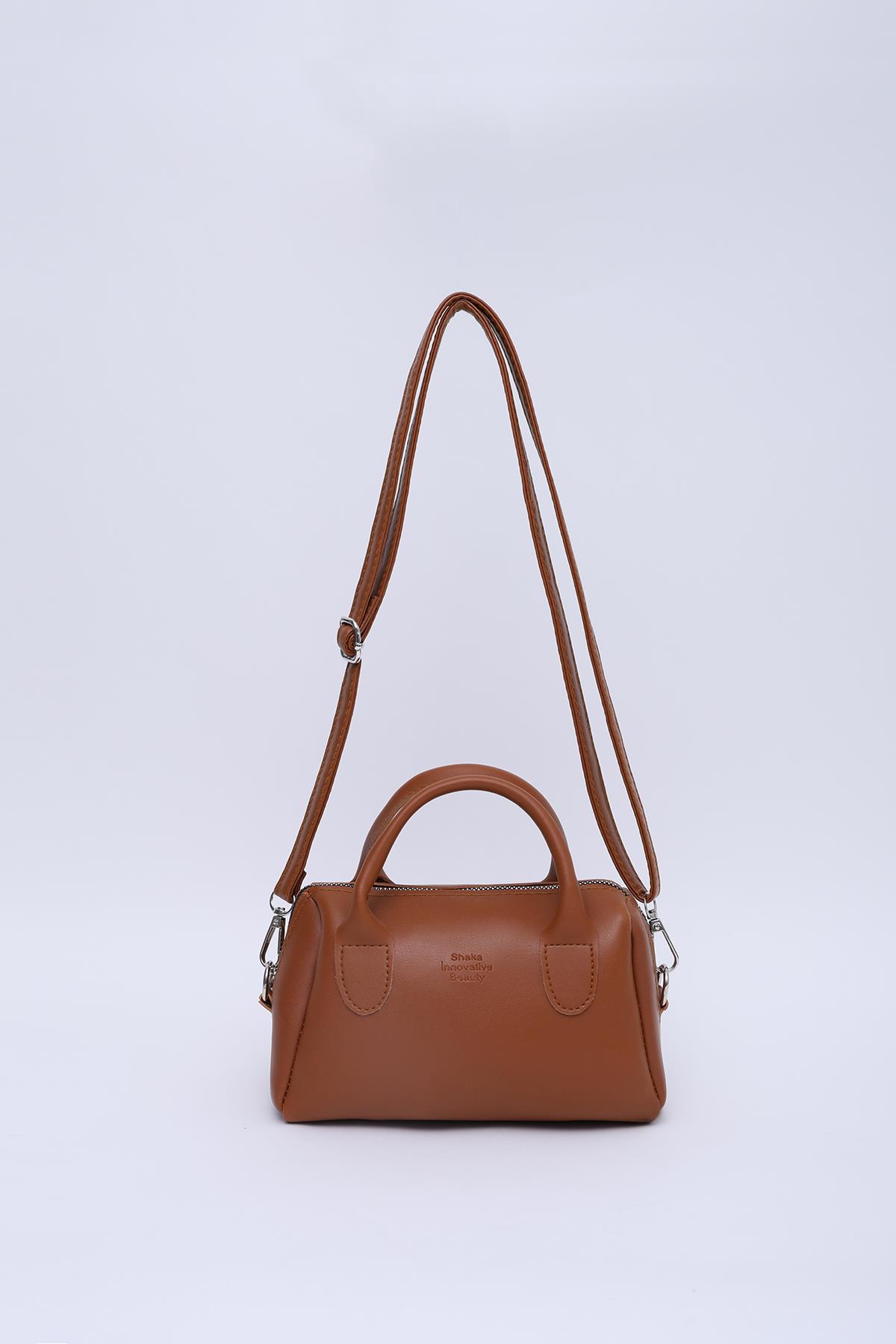 Taba Shk184 Suni Deri Tek Bölmeli Fermuarlı Ayarlanabilir Askılı El, Kol ve Omuz Çantası E:20 U:12 G:10 cm