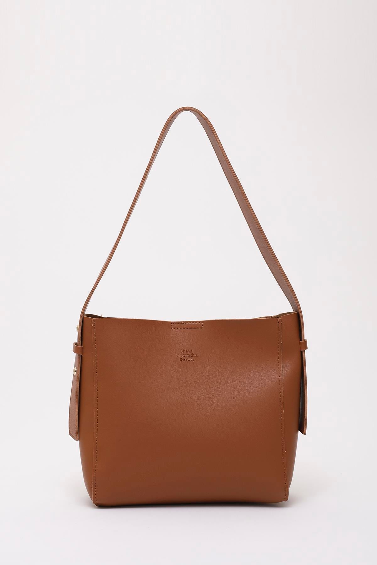 Taba Shk185 Suni Deri Çıtçıtlı Standart Kol Askılı El, Kol ve Omuz Çantası U:22 E:22 G:9 cm