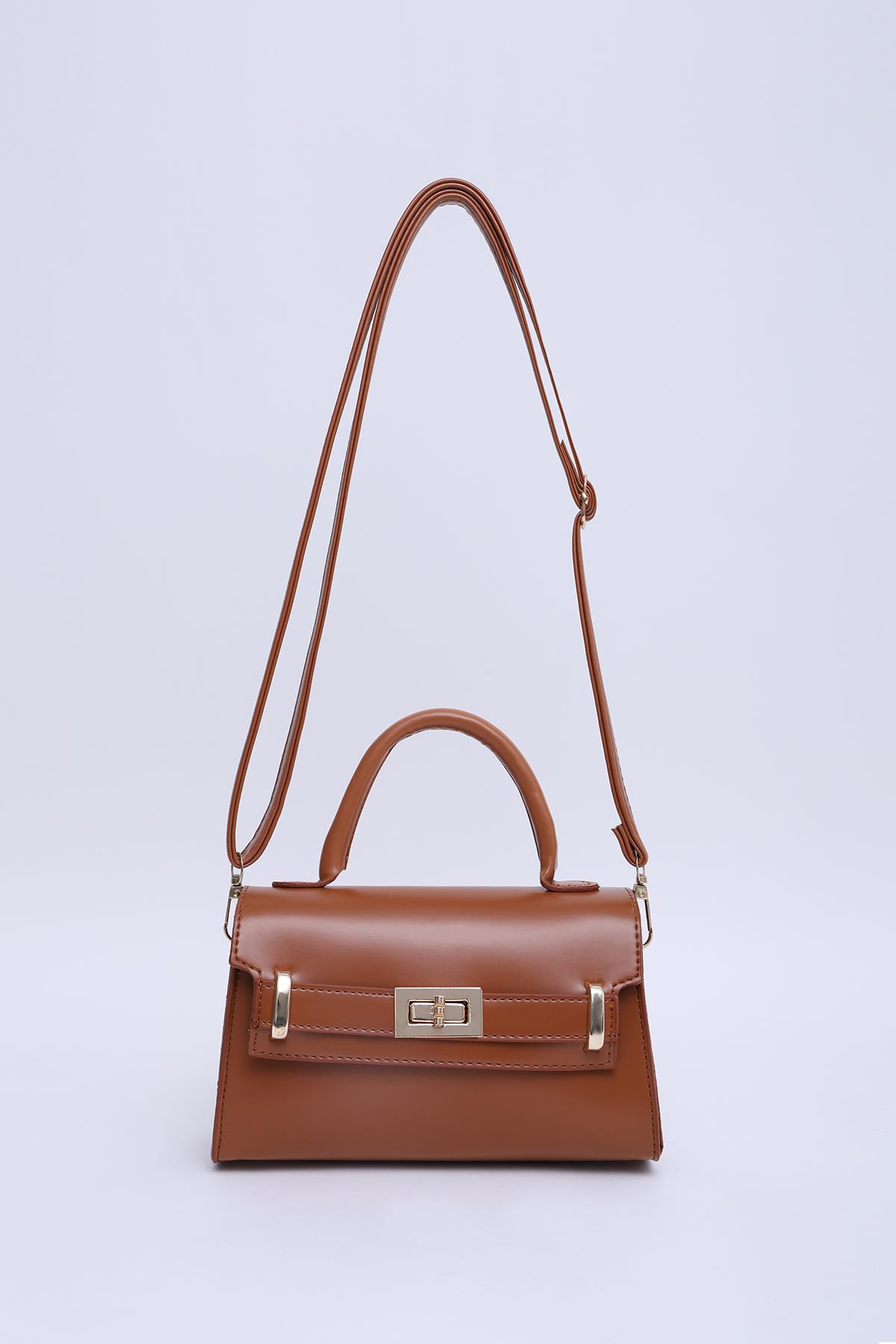 Taba Shk188 Suni Deri Tek Bölmeli Kilit Detaylı Askılı El, Kol Ve Omuz Çantası U:11 E:19 G:6 Cm