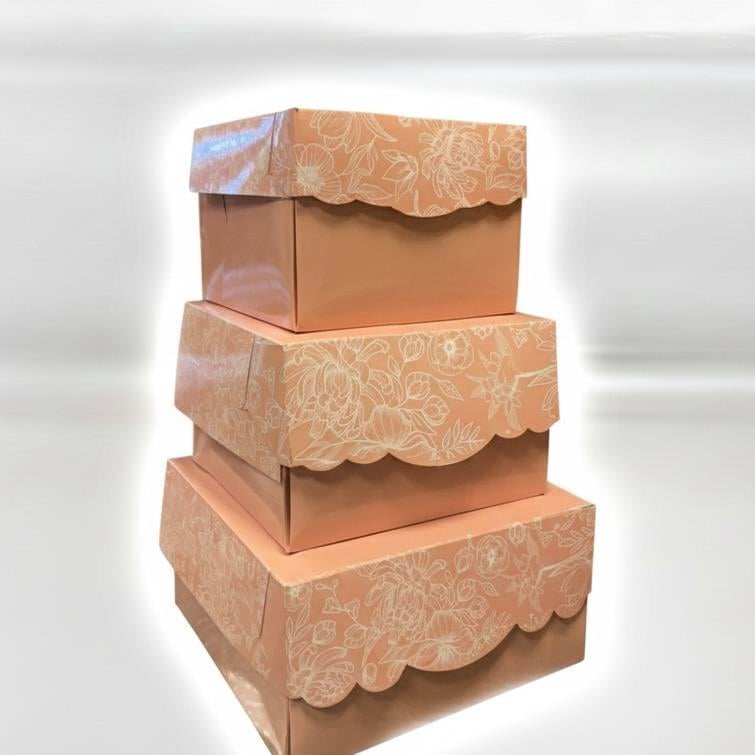 25x25x13 Pudra Renk Baskılı YAŞPASTA KURU PASTA Kutusu