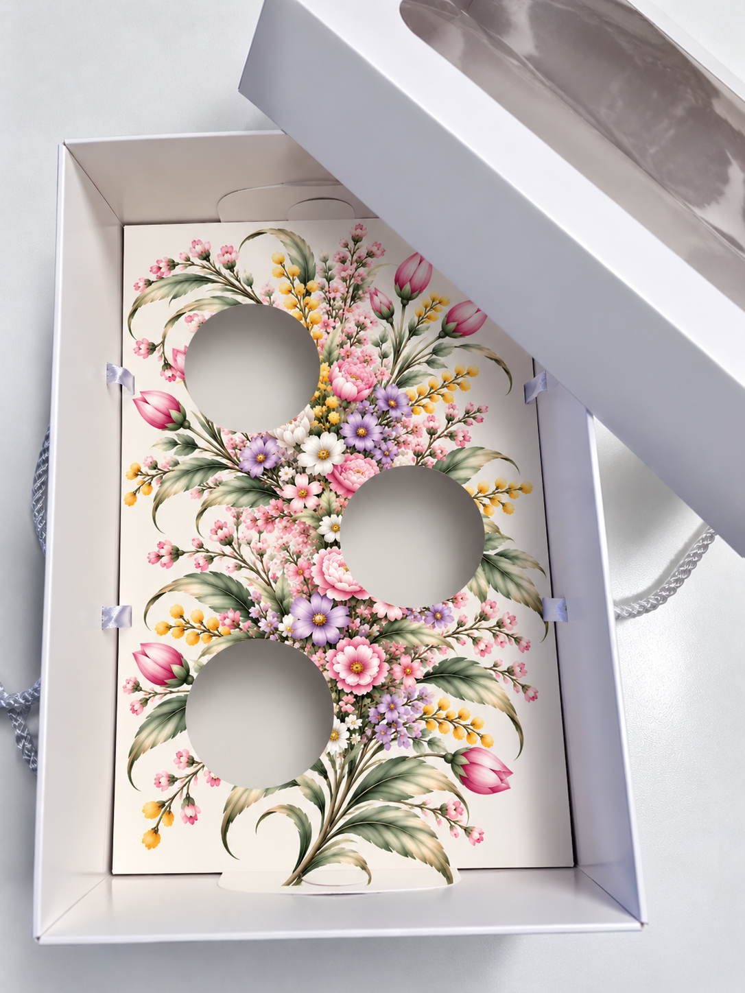 3 BÖLMELİ FLORAL DESENLİ CUPCAKE KUTUSU ölçü: 25x17x10 ADETLİ SATIŞ 