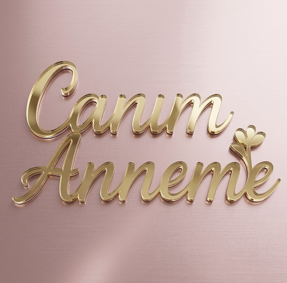  Canım Anneme Pleksi Pasta Süsü GOLD - 7.5x5.5 cm