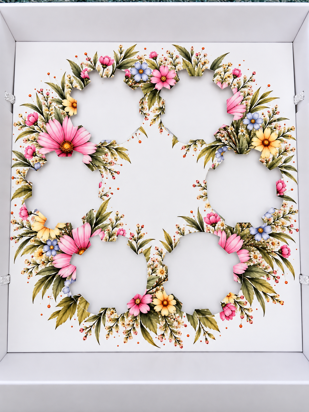 FLORAL ÇELENK DESENLİ 6 lı CUPCAKE KUTUSU 25x25x10 ADETLİ SATIŞ 