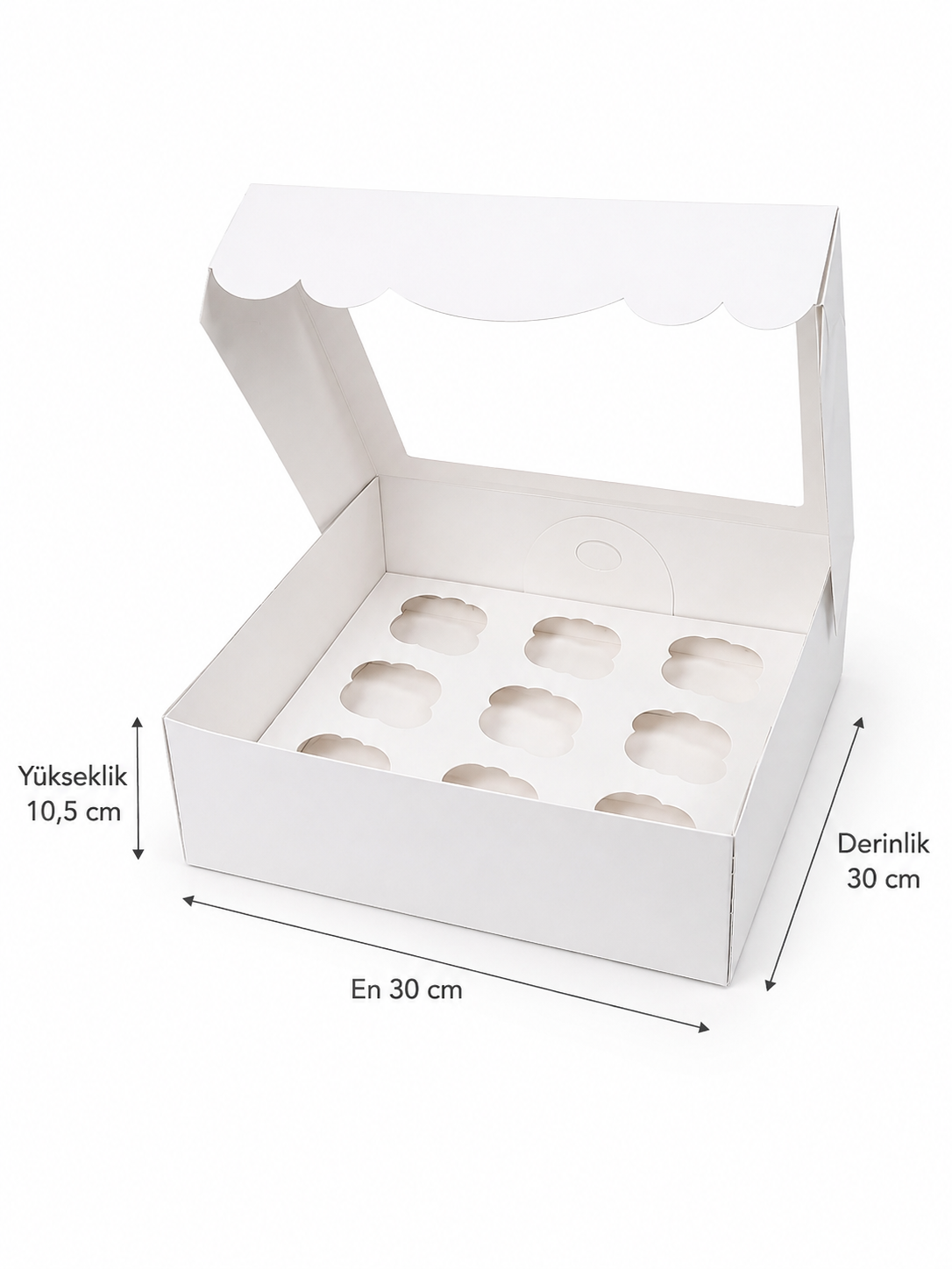 GENİŞ ARALIKLI 9 BÖLMELİ CUPCAKE KUTUSU ADETLİ SATIŞ 
