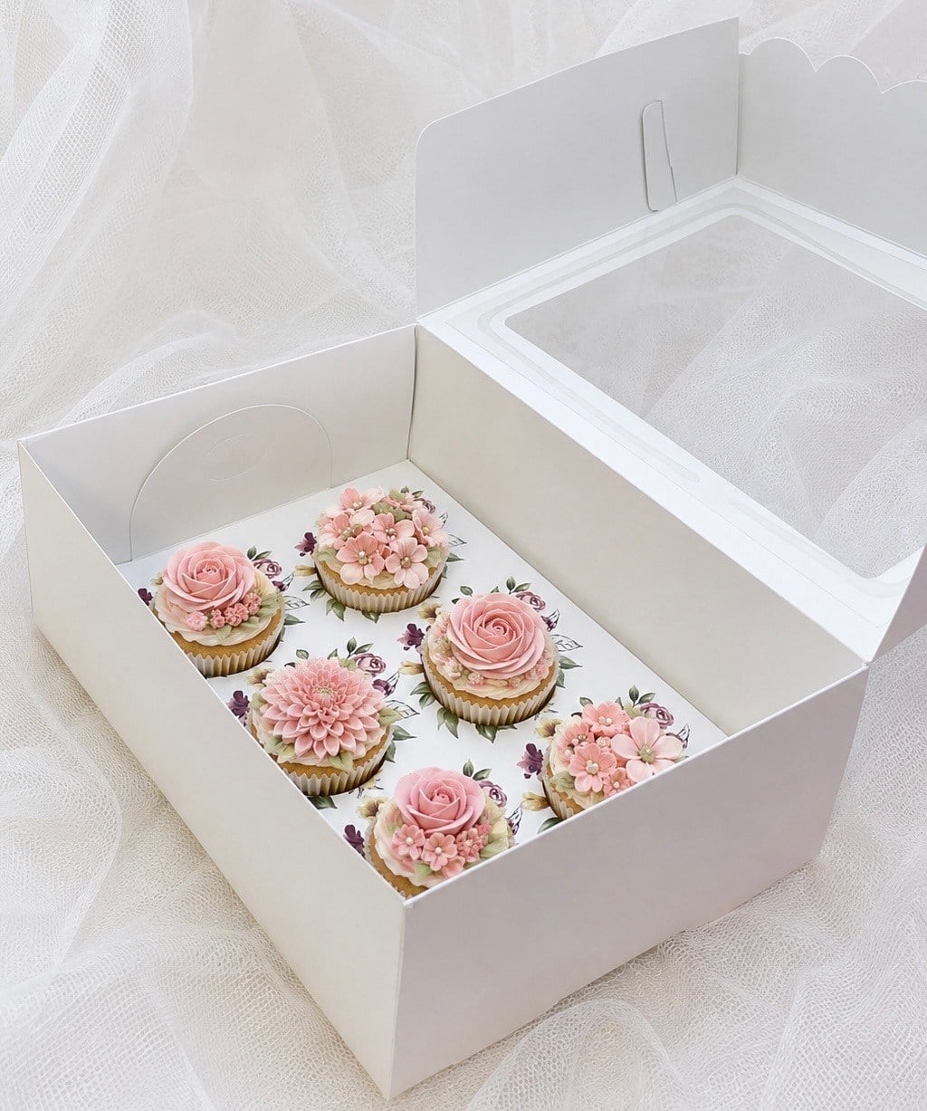 GENİŞ ARALIKLI DESENLİ 6 LI CUPCAKE KUTUSU ADETLİ SATIŞ 