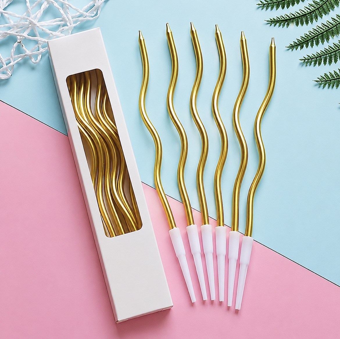 EGE CONCEPT LİFE-GOLD Kıvrık/Spiral Mum 16 cm İnce (6'lı Paket ) 