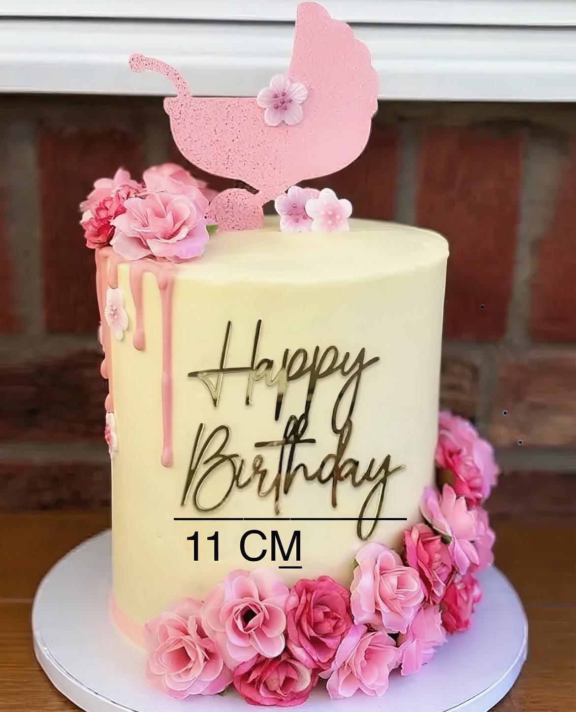 Happy Birthday Pleksi Pasta Süsü KOD 13 GOLD - 10x10 cm