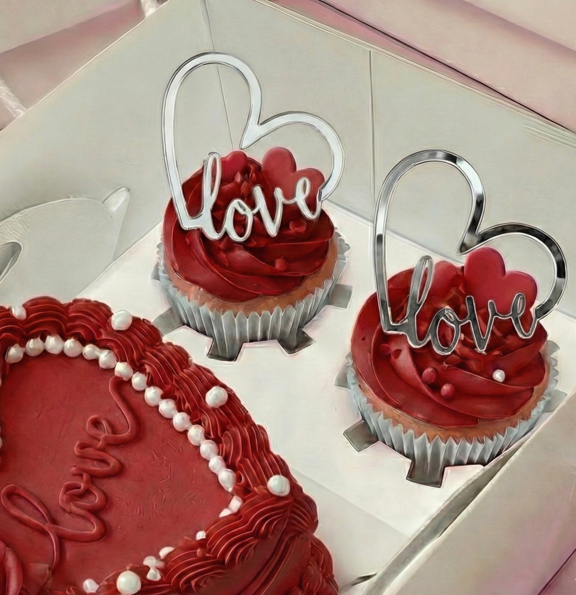 EGE CONCEPT LİFE-LOVE CUP CAKE BOY Pleksi pasta süsü GÜMÜŞ