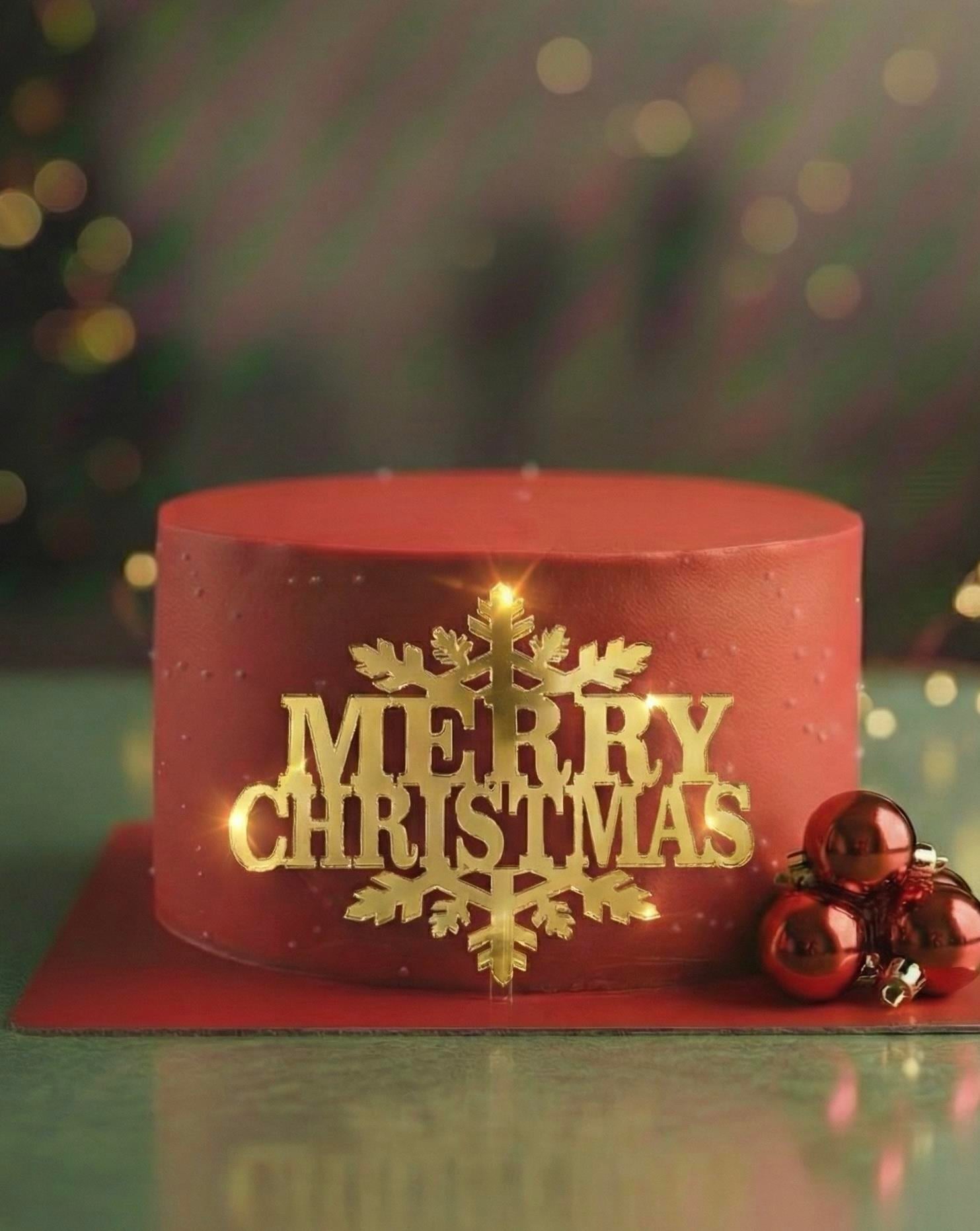 EGE CONCEPT LİFE-Merry Christmas Pleksi Pasta Süsü GOLD 
