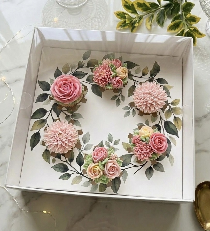 Yaprak DESENLİ 6 lı CUPCAKE KUTUSU 25x25x10 ADETLİ SATIŞ