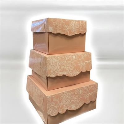18x18x13 Pudra Renk Baskılı YAŞPASTA KURU PASTA Kutusu