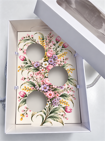 3 BÖLMELİ FLORAL DESENLİ CUPCAKE KUTUSU ölçü: 25x17x10 ADETLİ SATIŞ 