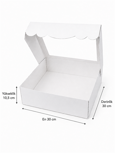 30x30x10 AMERİKAN BRİSTOL ASETAT KAPAKLI 30x30x10 PASTA KUTUSU 