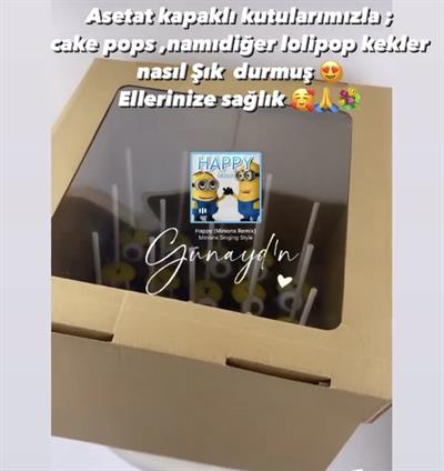 30x30x30 Beyaz ÖNDEN  PENCERELİ PASTA KUTUSU 