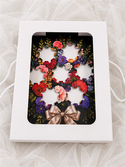 Asetat Pencereli SİYAH EXCLUSİVE BUKET CUP CAKE KUTUSU SİYAH EXCLUSİVE  (7 BÖLMELI) 35x26x11  ADETLİ SATIŞ 