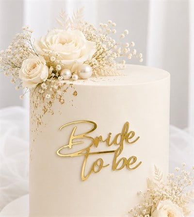 BRİDE TO BE MODEL 1 GOLD ÇUBUKSUZ PLEKSİ PASTA SÜSÜ GOLD 