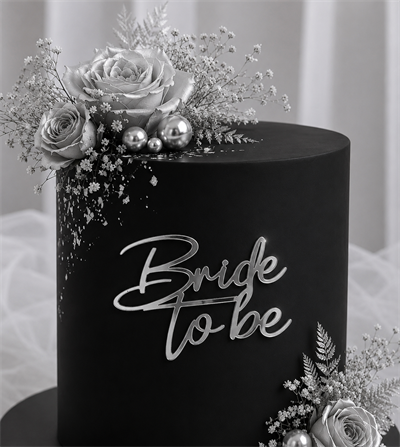 BRİDE TO BE MODEL 1 GÜMÜŞ  ÇUBUKSUZ PLEKSİ PASTA SÜSÜ GÜMÜŞ 