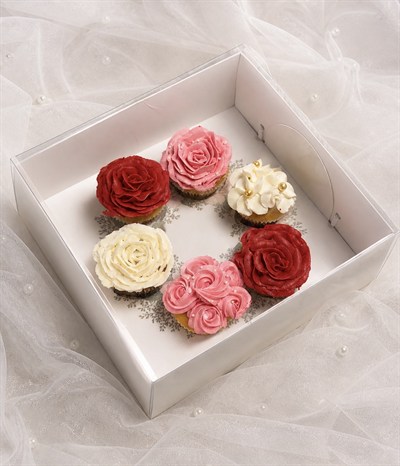 Çelenk Desenli  6 lı CUPCAKE KUTUSU 25x25x10 ADETLİ SATIŞ