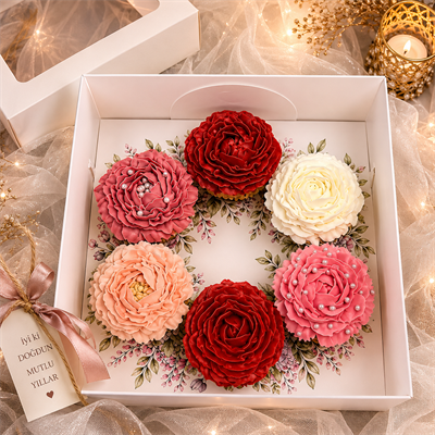 ERGUVAN ÇELENK DESENLİ 6 lı CUPCAKE KUTUSU 25x25x10 ADETLİ SATIŞ 
