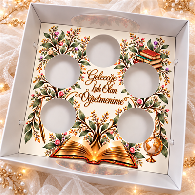 “Geleceğe Işık TUTAN ÖĞRETMENİME “ 5 BÖLMELİ CUPCAKE KUTUSU  ölçü: 25x25x10 ADETLİ SATIŞ