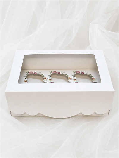GENİŞ ARALIKLI DESENLİ 6 LI CUPCAKE KUTUSU  