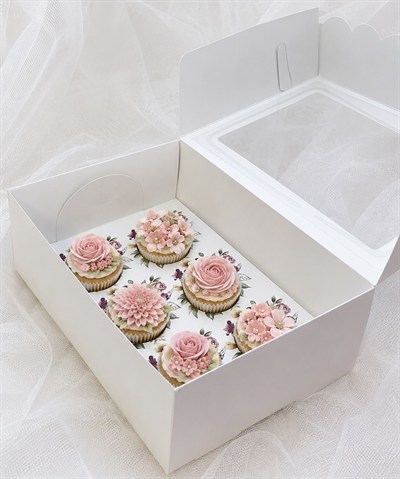 GENİŞ ARALIKLI DESENLİ 6 LI CUPCAKE KUTUSU  