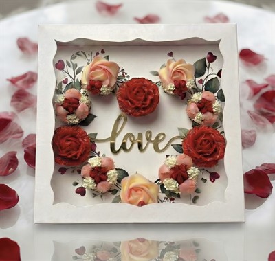 KALP CUPCAKE KUTUSU ASETAT PENCERELİ 35x35x11 VE LOVE PLEKSİ