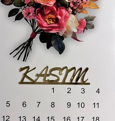 Kasım Yapışkanlı Pleksi Pasta Süsü GOLD - 8x2 cm