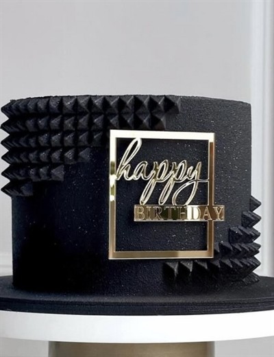 Kod 1 Happy Birthday Pleksi Pasta Süsü GOLD - 10x11 cm