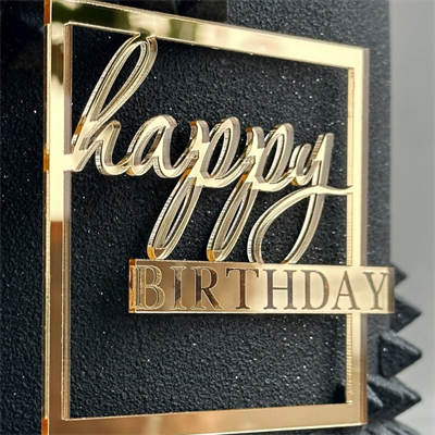 Kod 1 Happy Birthday Pleksi Pasta Süsü GOLD - 10x11 cm