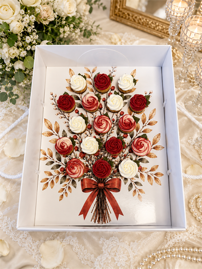 MİNİ CUPCAKE 17 BÖLMELİ KAPAĞI PENCERELİ GÜL BUKET KUTU  ADETLİ SATIŞ